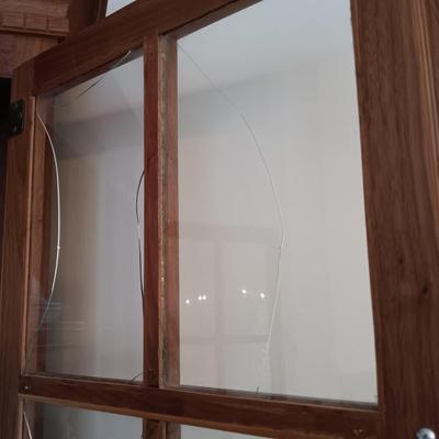 LOT 219: Rustic Wood Corner Hutch