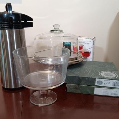 LOT 221: Wilton Pewter Acanthus and Grape Plates, Glass Parfait Dish & More