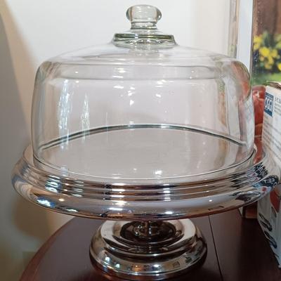 LOT 221: Wilton Pewter Acanthus and Grape Plates, Glass Parfait Dish & More