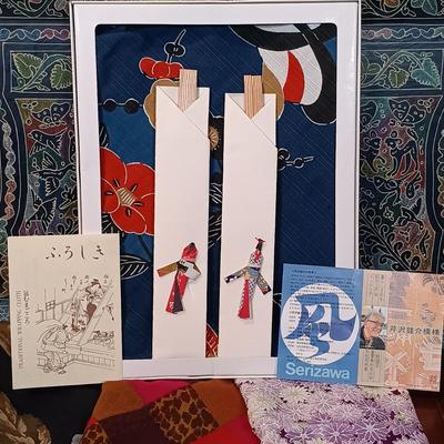 LOT 222: Olinala Lacquered Wood Tray, Serizawa Japanese Wrapping Cloth & Fashion Scarves