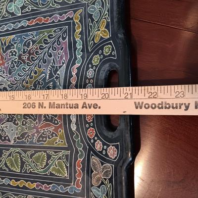 LOT 222: Olinala Lacquered Wood Tray, Serizawa Japanese Wrapping Cloth & Fashion Scarves