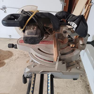 LOT 224: Porter Cable Compound Slide Saw & Ryobi Saw Stand