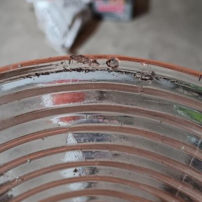 LOT 228: Ransbottom Roseville 1qt Crock, Amber Glass Pedestal Vase, Hobnail Bud Vase & More