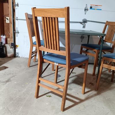 LOT 229: Set of (4) Stakmore Co. Folding Chairs with an Ames Brand Card Table
