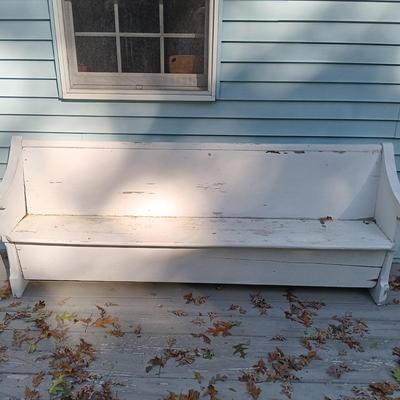 LOT 231: Outdoor Painted Wooden Porch Pew