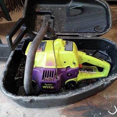 LOT 233: Remington Tree Trimmer, Poulan Wild Thing Chain Saw, Gardening Tools & Yard Games