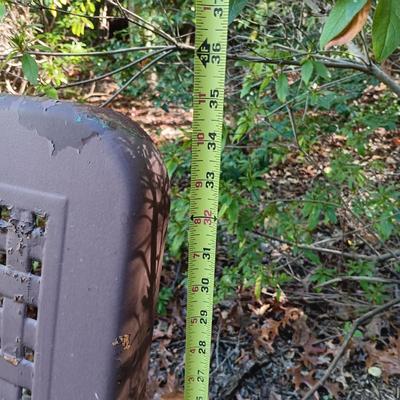LOT 235: Set of (3) Vintage Metal Rocking Chairs, (2) Metal Lawn Chairs & (2) Metal and Glass Side Tables