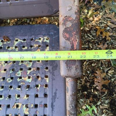 LOT 235: Set of (3) Vintage Metal Rocking Chairs, (2) Metal Lawn Chairs & (2) Metal and Glass Side Tables