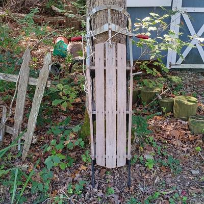 LOT 237: Vintage Wood and Metal Sled