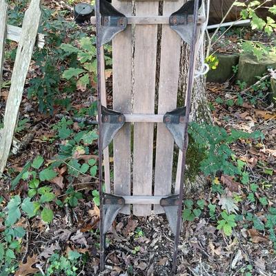 LOT 237: Vintage Wood and Metal Sled