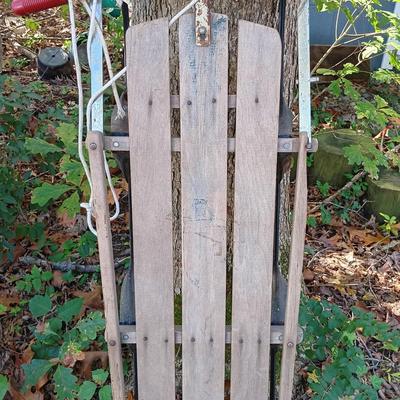 LOT 237: Vintage Wood and Metal Sled