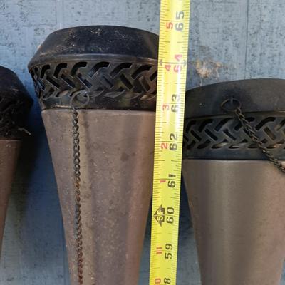 LOT 238: Set of (7) Tiki Torches, 7.5ft Steel Umbrella & Beach Chairs