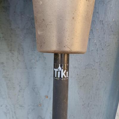 LOT 238: Set of (7) Tiki Torches, 7.5ft Steel Umbrella & Beach Chairs