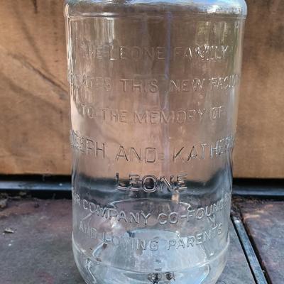 LOT 239: Leone Industries Commemorative Glass Jars & Micrin Oral Antiseptic Glass