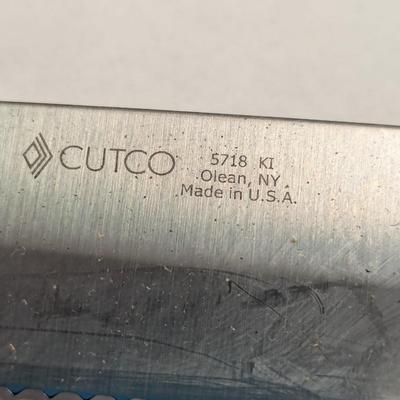 CUTCO Model 5718 Orange Drop Point Knife w/ Double-D Serrated Edge Blade w/ Leather Sheath