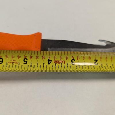 CUTCO Model 5717 Orange Straight Edge Gut Hook Hunting Knife w/ Leather Sheath