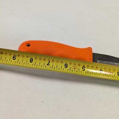 CUTCO Model 5717 Orange Straight Edge Gut Hook Hunting Knife w/ Leather Sheath