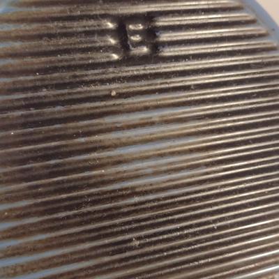 Sale Photo Thumbnail #547: Le Creuset Enameled Cast Iron Dutch Oven with Lid- Size 'E' 4 1/2 Quart Capacity.  Item is used and has some discoloration of interior, but appears to be in good condition.