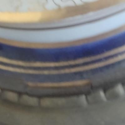 Sale Photo Thumbnail #559: Pair of Antique Porcelain Table Lamps with Shades- Double Bulb- Possibly French Bayeux.