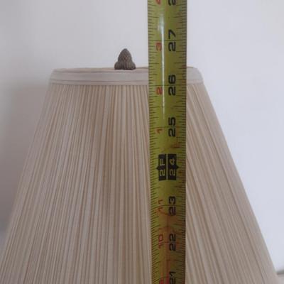 Sale Photo Thumbnail #557: Pair of Antique Porcelain Table Lamps with Shades- Double Bulb- Possibly French Bayeux.