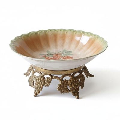 Fruit Bowl on Grapevine Brass Stand