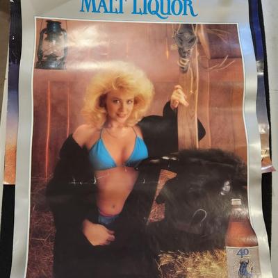 Sale Photo Thumbnail #164: Vintage 1988 Schlitz Malt Liquor "No One Does It Like The Bull" Hanging Poster (2) & Miller Genuine Draft Colds Gym Poster Retro