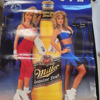 Sale Photo Thumbnail #165: Vintage 1988 Schlitz Malt Liquor "No One Does It Like The Bull" Hanging Poster (2) & Miller Genuine Draft Colds Gym Poster Retro