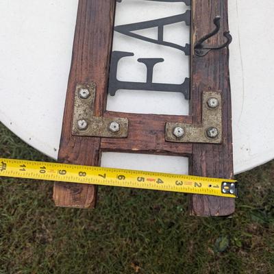 Wood home Décor sign "Family" with coat hooks