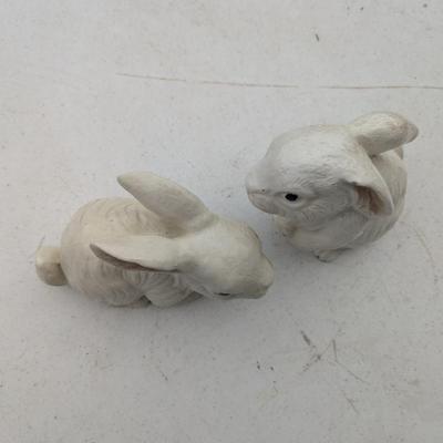 white ceramic rabbits