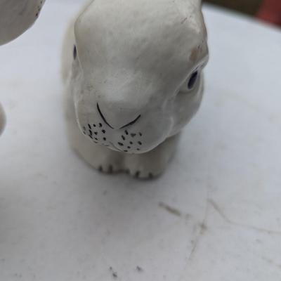 white ceramic rabbits
