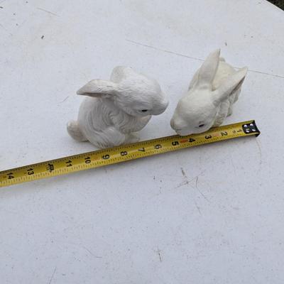white ceramic rabbits