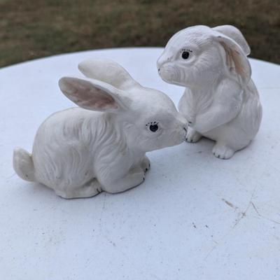 white ceramic rabbits