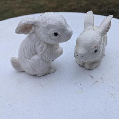 white ceramic rabbits