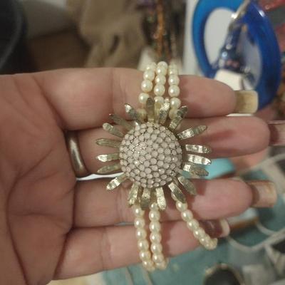 Vintage Multi Strand Bracelet with Flower