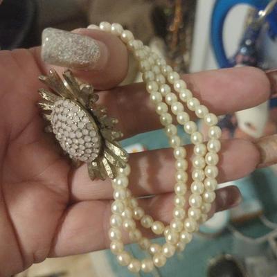 Vintage Multi Strand Bracelet with Flower