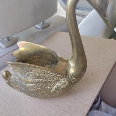 Pair of Antique Brass Swans in Photos