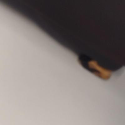 Sale Photo Thumbnail #577: Antique Chinese Wooden Storage Box with Mother of Pearl Inlay- Approx 17 1/2" x  8 3/4" x 16" Tall.  Back is drilled for possible wall hanging.  One foot/leg needs repair- please see all pictures for condition.