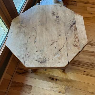 Sale Photo Thumbnail #2: Pine Octagonal Side Table with Four Drawers
Approximately  23"X22"