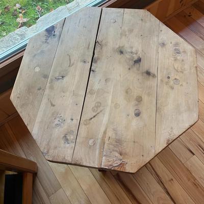 Sale Photo Thumbnail #4: Pine Octagonal Side Table with Four Drawers
Approximately  23"X22"