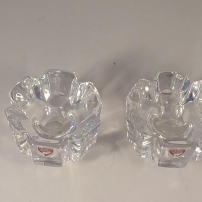 Sale Photo Thumbnail #628: Pair of Orrefors Sweden Crystal Candle Stick Holders