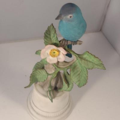 Sale Photo Thumbnail #638: Boehm 'Indigo Bunting' Bird Figurine- Approx 10 3/8" Tall