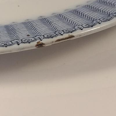 Sale Photo Thumbnail #650: Vintage Soho Pottery Serving Platter- Pandora Pattern- Approx 13 3/4" Wide.  Item has chipping- please see all pictures.