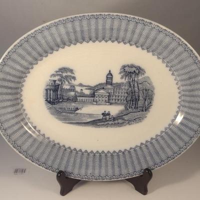 Sale Photo Thumbnail #643: Vintage Soho Pottery Serving Platter- Pandora Pattern- Approx 13 3/4" Wide.  Item has chipping- please see all pictures.