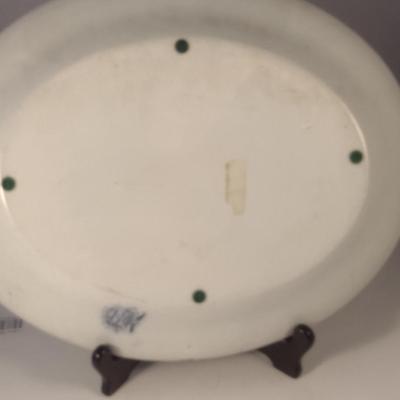 Sale Photo Thumbnail #646: Vintage Soho Pottery Serving Platter- Pandora Pattern- Approx 13 3/4" Wide.  Item has chipping- please see all pictures.