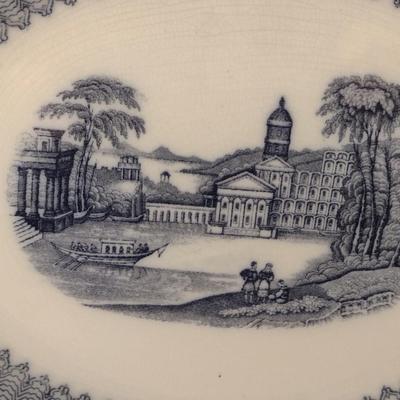 Sale Photo Thumbnail #645: Vintage Soho Pottery Serving Platter- Pandora Pattern- Approx 13 3/4" Wide.  Item has chipping- please see all pictures.