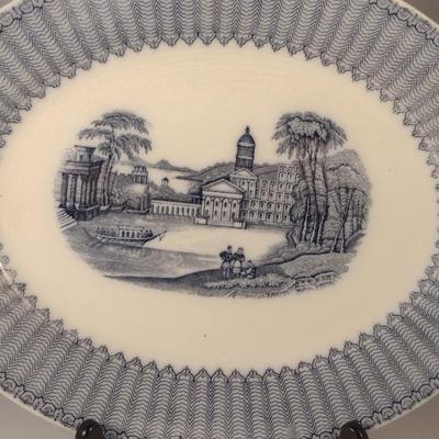 Sale Photo Thumbnail #644: Vintage Soho Pottery Serving Platter- Pandora Pattern- Approx 13 3/4" Wide.  Item has chipping- please see all pictures.