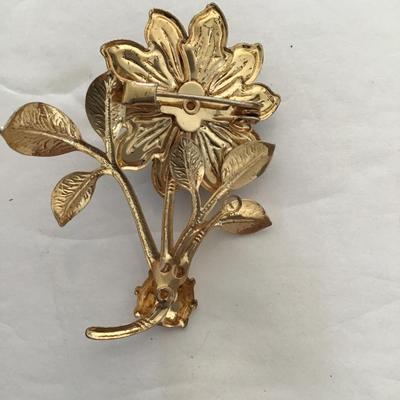 Sale Photo Thumbnail #49: Vintage, flower, goldtone brooch please see attached photos