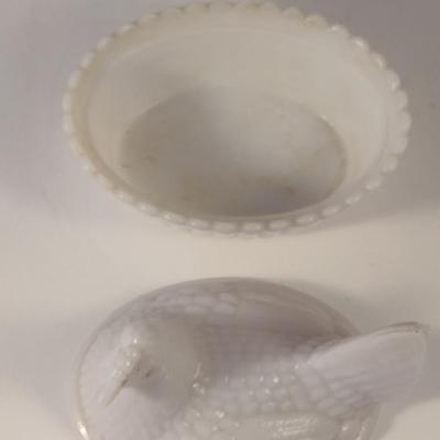 Sale Photo Thumbnail #675: Milk Glass Nesting Hen- Approx 5 3/8" Wide