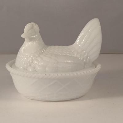Sale Photo Thumbnail #681: Milk Glass Nesting Hen- Approx 5 1/2" Wide