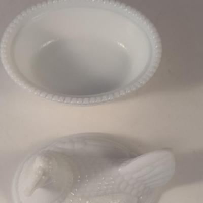 Sale Photo Thumbnail #683: Milk Glass Nesting Hen- Approx 5 1/2" Wide